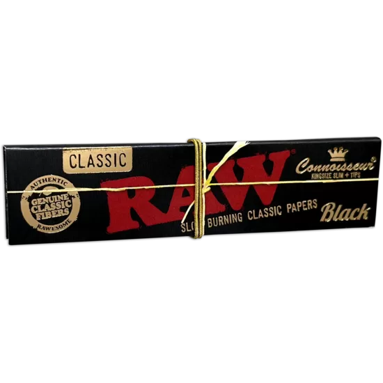 RAW Classic Black Connoisseur – King Size Slim + Tips rolling papers
